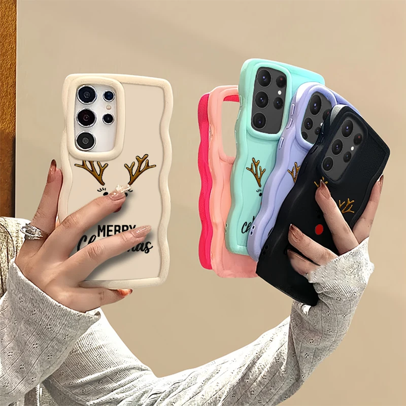 Christmas Fashion Wave Phone Case For Samsung Galaxy S21 S22 S23 FE S24 S25 PLUS ULTRA 4G 5G Soft Protective Cover