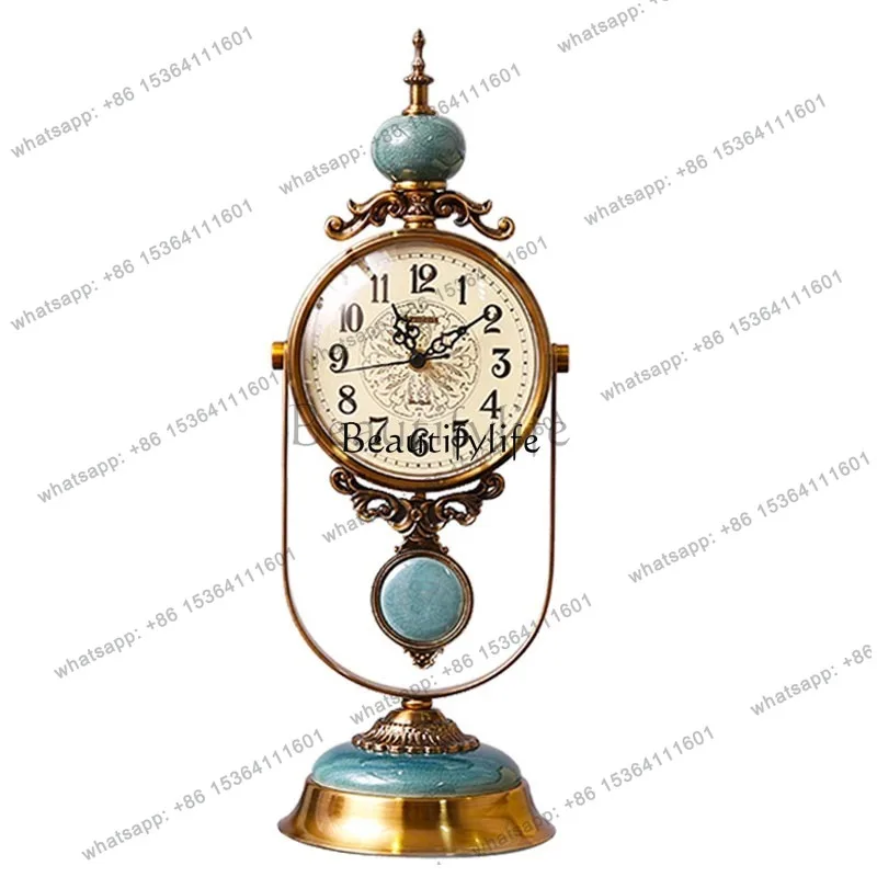 Factory Direct European Living Room Clock Fashion Retro Deer Ornament Creative Desktop Pendulum Silent