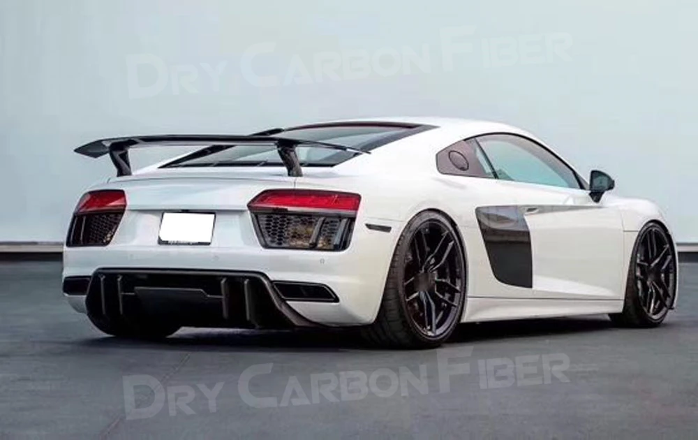 

JCYECF сухой задний диффузор из углеродного волокна, спойлер для Audi R8 V8 V10 2017-2020, плавники в стиле акулы, защитная пластина, автомобильный бампер, защита
