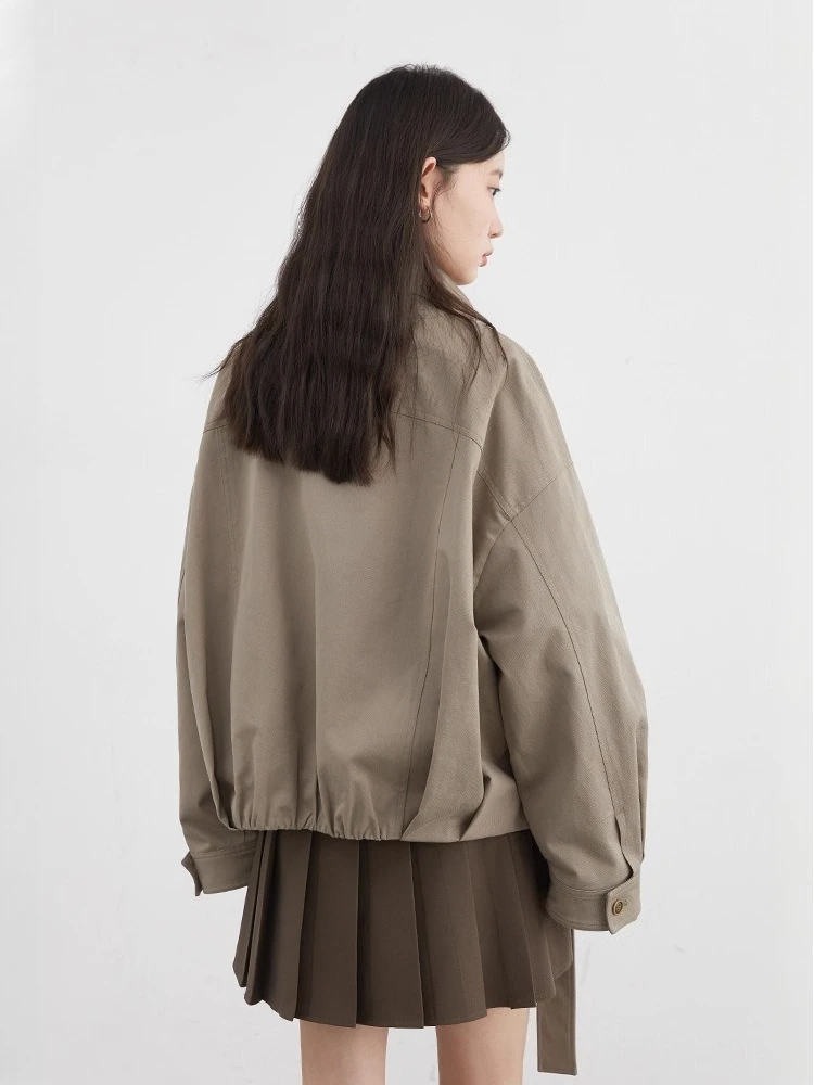 CHIC VEN Moda Donna Giacche Streetwear Casual Solid Retro Stand Up Colletto Cappotto corto Ragazza Top Autunno Inverno 2025