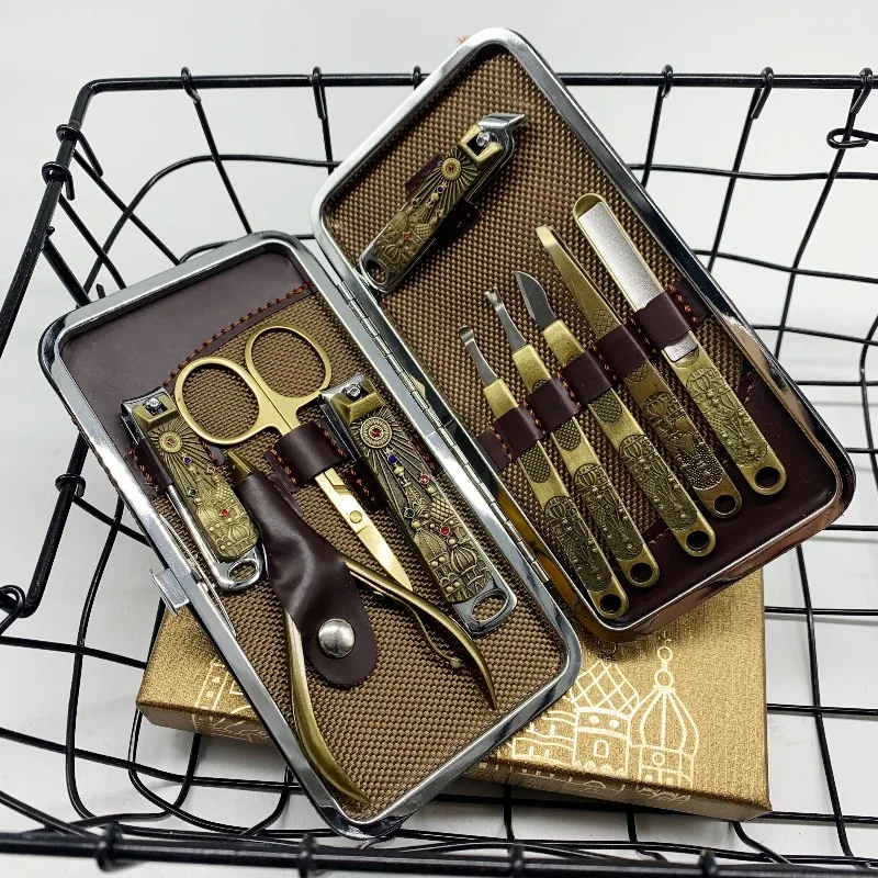 Manicure, Pedicure, Nail Clipper, Small Bronze Seven-piece Set