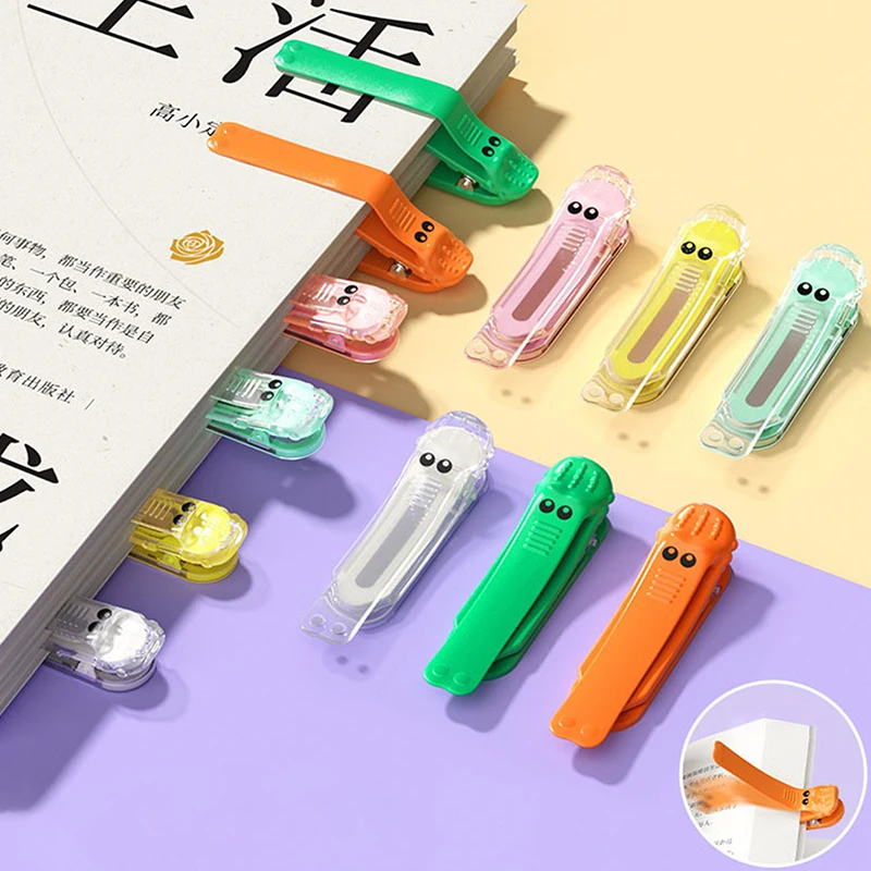 1pc Silicone Automatic Bookmarks Unique Visualized Book Markers For Reading Women Cute Alligator Clip Designs Stay In Place An