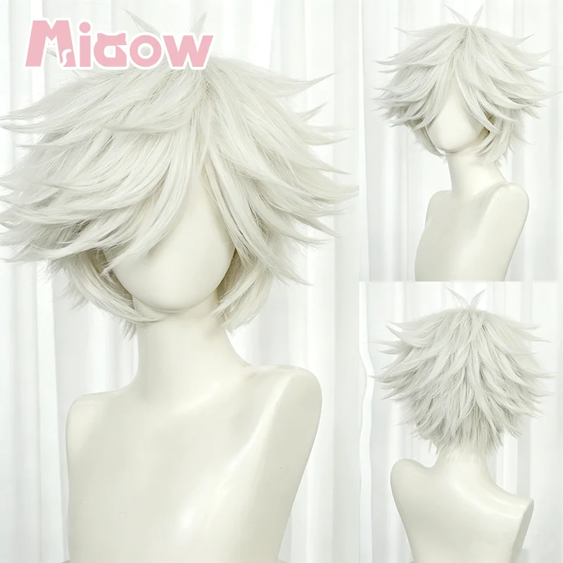 Anime 'Witch Hat Atelier' Qifrey Cosplay Wig Miaow High Quality Silver White Reverse Curly Short Cosplay Wig