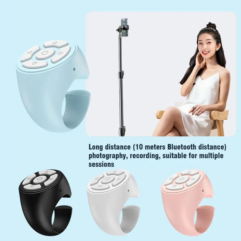 Wireless Scrolling Ring Finger Shutter Remote Control Bluetooth Page Turner Mobile Phone Controller For Home Travel Car