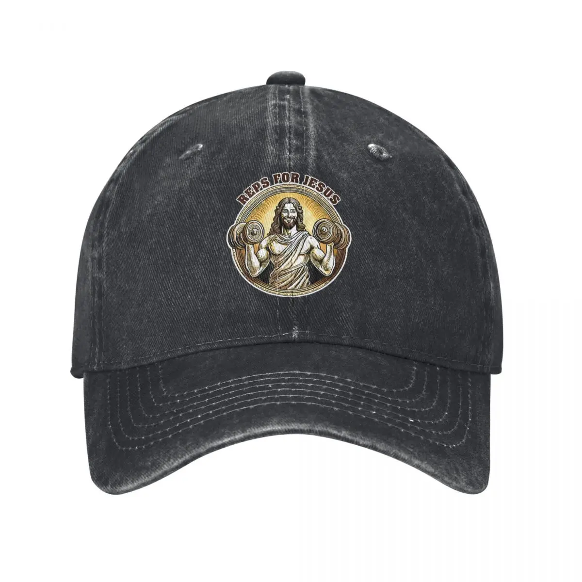 Vintage Reps For Jesus Baseball Cap Unisex Distressed Denim Washed Headwear Bodybuilding Ripped Muscle Outdoor Summer Caps Hat