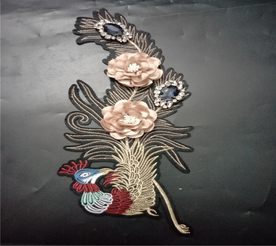 Наклейка из бисера peacook для одежды, нашивки для одежды, пришитые дизайнерские нашивки для джинсов, parches bordados para ropa