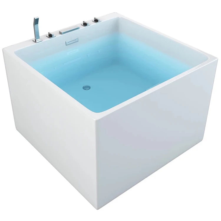 Modern white square hot spa tub bathroom acrylic solid surface stone drop in portable bathtubs