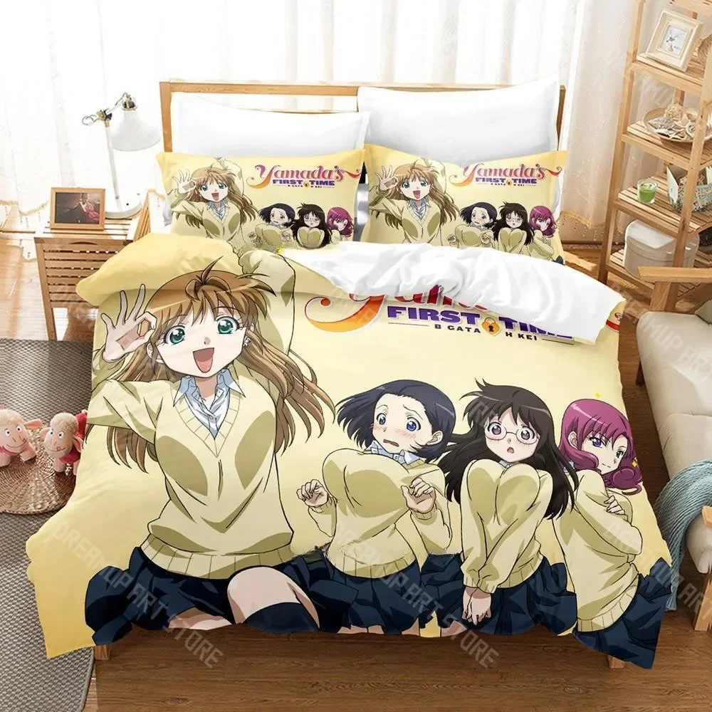 

3D Print Yamada's First Time B Gata H Kei Anime Bedding Set Single Twin Full Queen King Size Bed Set Adult Kid Bedroom Duvet