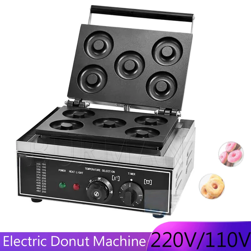 5 Hole Electric Sweet Donut Maker Stainless Steel Non Stick Commercial Doughnut Kitchen Appliance 110V 220V