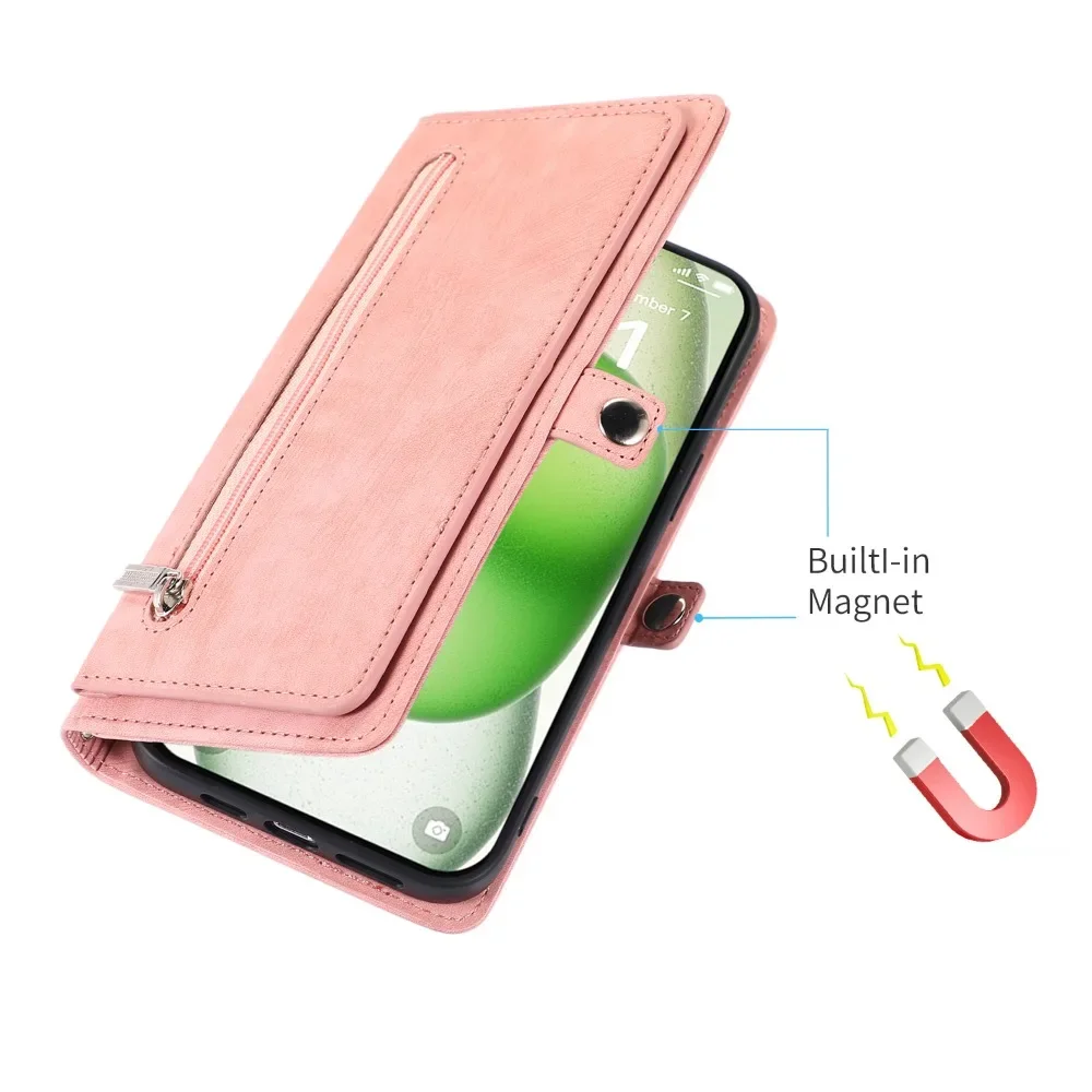 Crossbody Wrist Strap Phone Case for IPhone 13 12 Mini 16 15 Plus 14 11 Pro Max XS X XR Leather Wallet Credit Card Holder Cover image 4