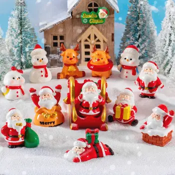 Vánoční pryskyřičné miniaturní figurky Ornamnet Kreslený Santa Claus Elk Sněhulák Sochy Dekorace Mikro Krajina Párty Laskominy 8 nejlepší prodej miniaturní vánoční figurky - №4