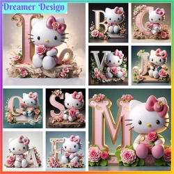 Disney Hello Kitty Cartoon Letters Diamond Painting Cross Stitch Mosaic Embroidery 5D DIY Art Pictures Printed Bathroom Decor