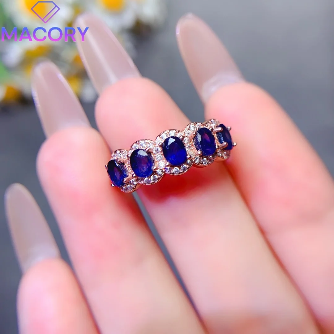 

Natural sapphire ring female luxury silver 925 jewelry certification original single female free delivery gem.