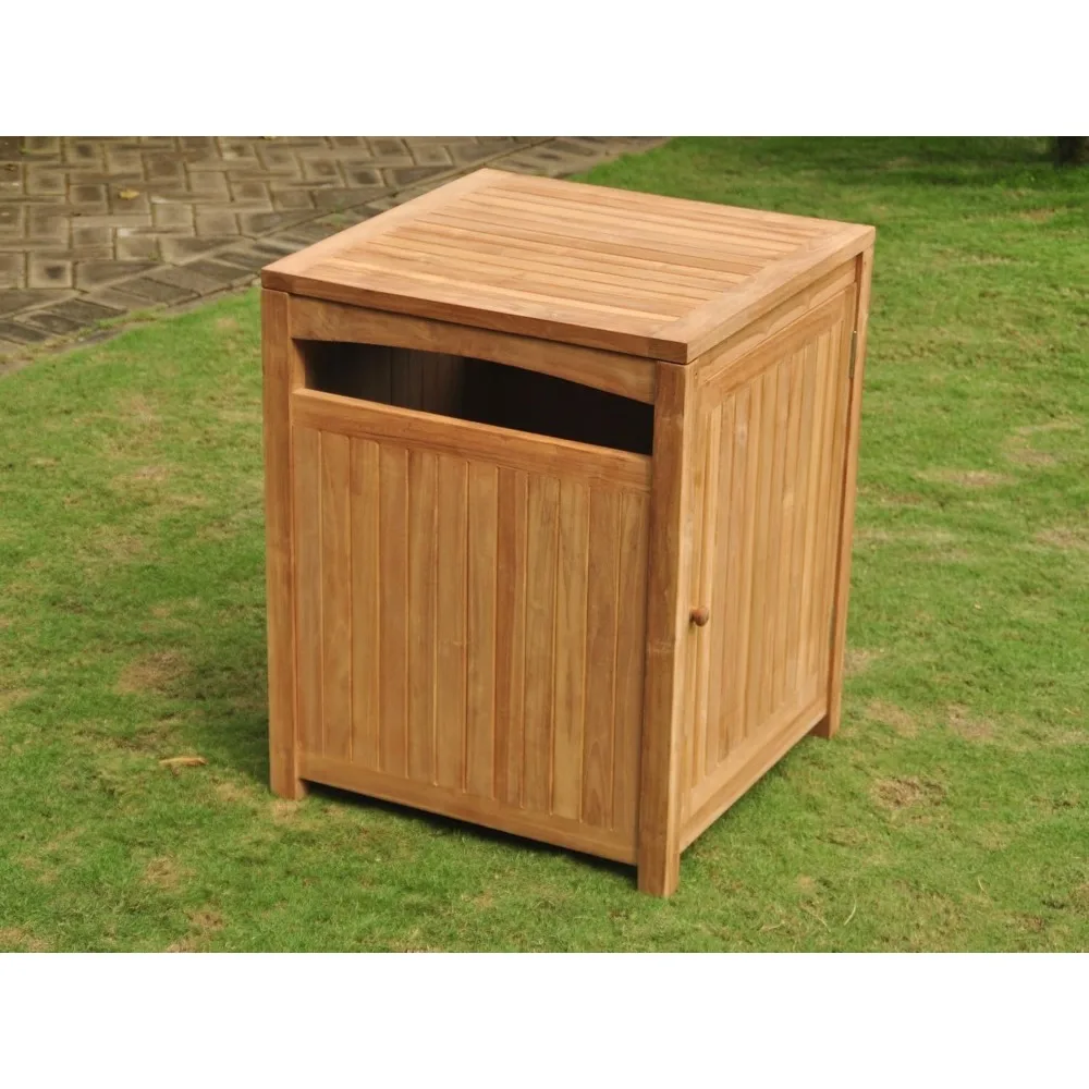 

New Grade A Teak Wood Towel Hamper/Waste Trash Can Box Utility Receptacle with Ashtray, Yard Waste Bins