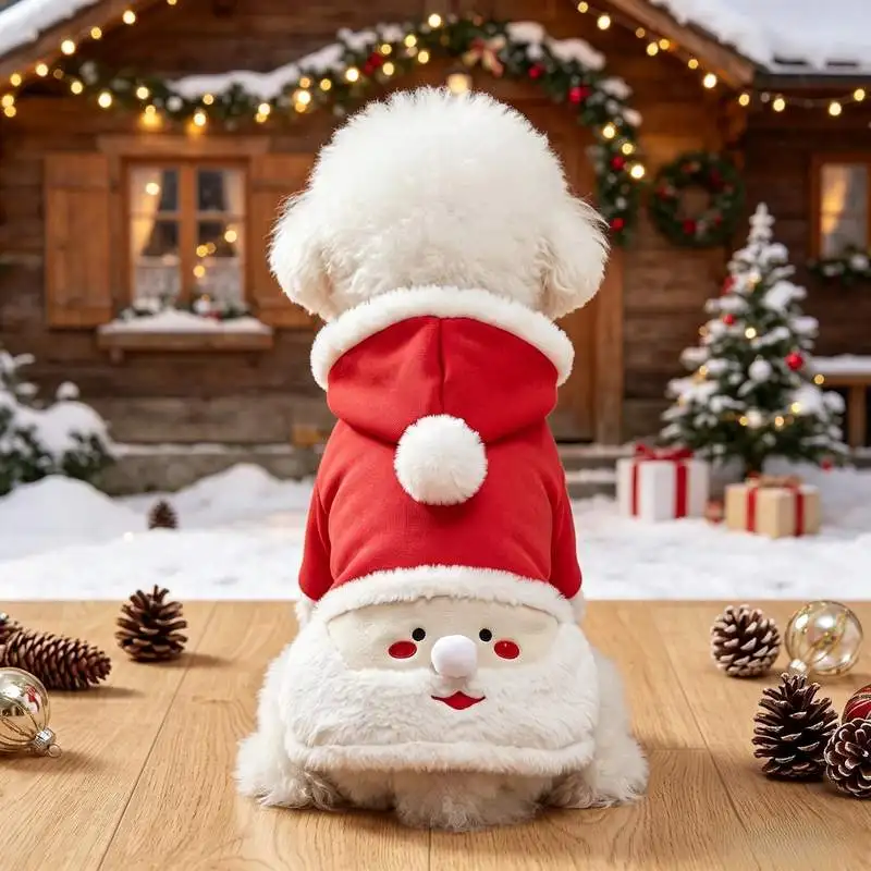 1 pet Christmas Santa Claus big beard coat suitable for cats, dogs, Christmas holiday gift outfit matching