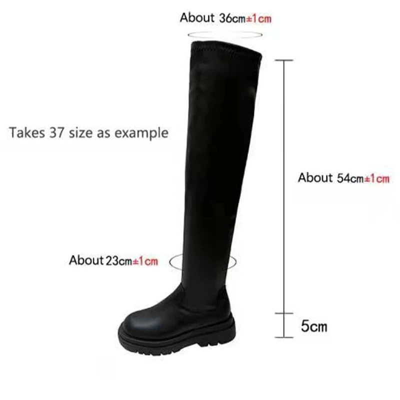 Autumn Winter Thigh High Boots Women Plus Size Slim PU Leather Long Boots Woman Fashion Platform Over The Knee Botas Mujer 2022