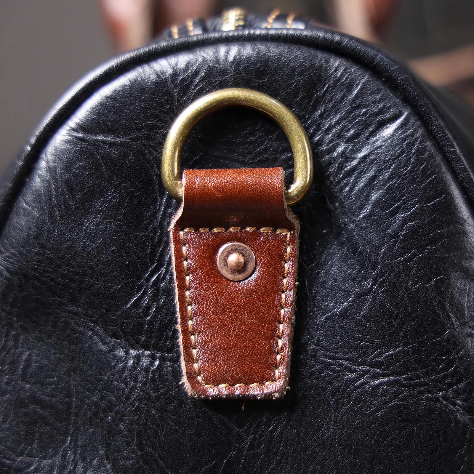 S.WORKER Vintage Echtleder-Reisetasche Italienische Rindsleder-Reisetasche Herren-Weekender-Tasche Sporttasche Handgepäck – Detail 10