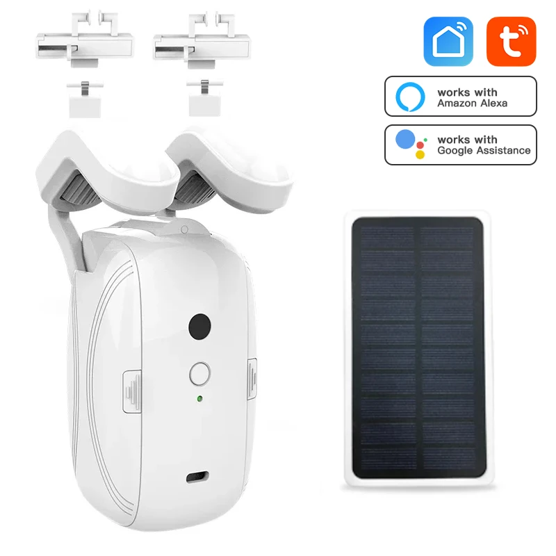 Tuya Smart Wireless Automatic Curtain Opener Roman Rod U I Track Solar Panel Curtain Robot Yande Alice Alexa Google Home Voice