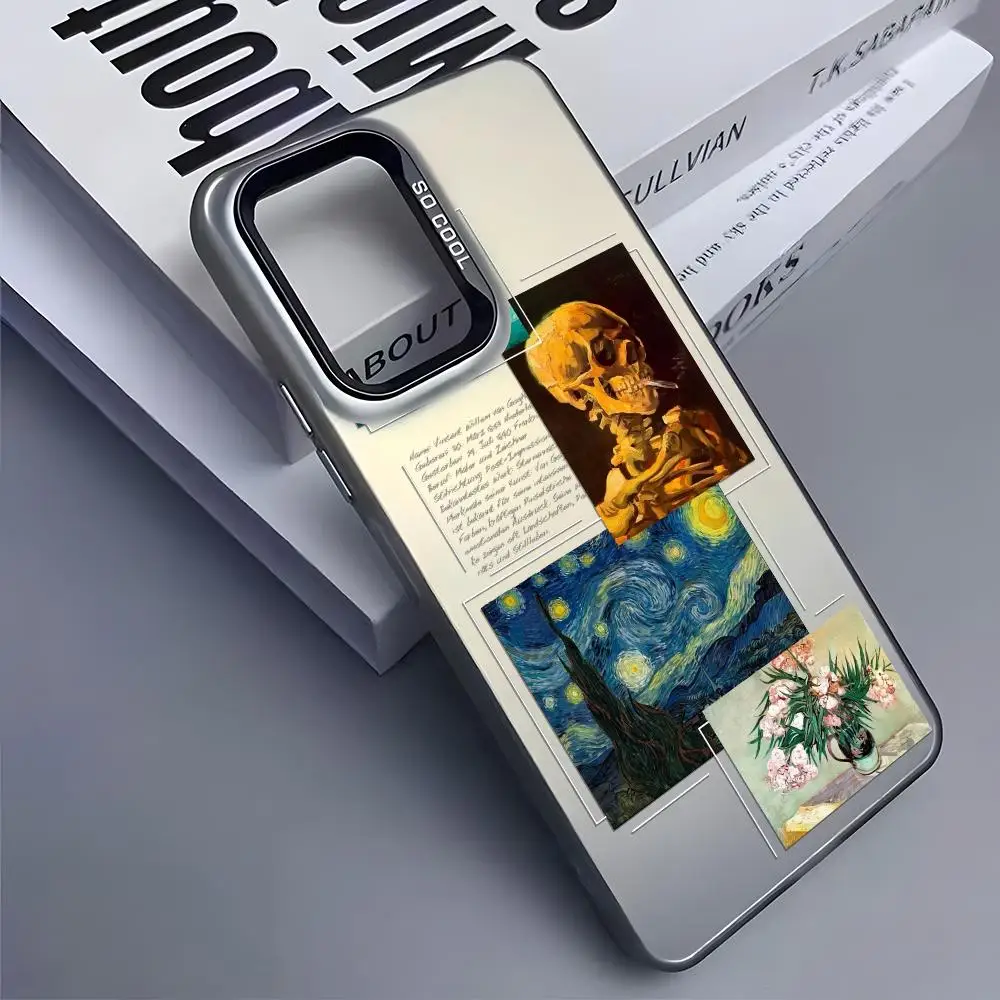 アートファッション ゴッホ INS スマホケース Samsung Galaxy S25 Edge S24 S23 S22 S21 S20 Ultra 用 シリコン製 シルバーカバー