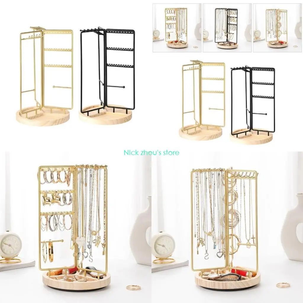 

E15E Rotating Jewelry Display Stand Holder Elegant Bracelet and Necklace Rack Shelves
