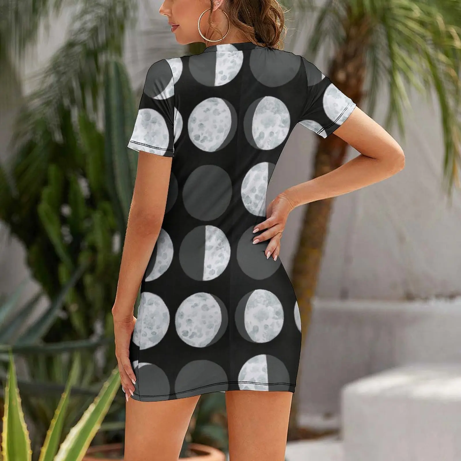 Moon Phases Chart - Dark Short Sleeved Dress dresses with long sleeves elegant party dress for women 2025 Dress