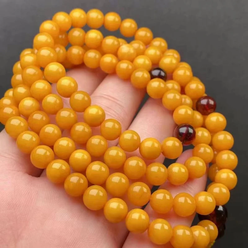 Factory Old Honey 108 Buddha Beads Full of Wax Chicken Grease Good Quality Dark Yellow Any Match