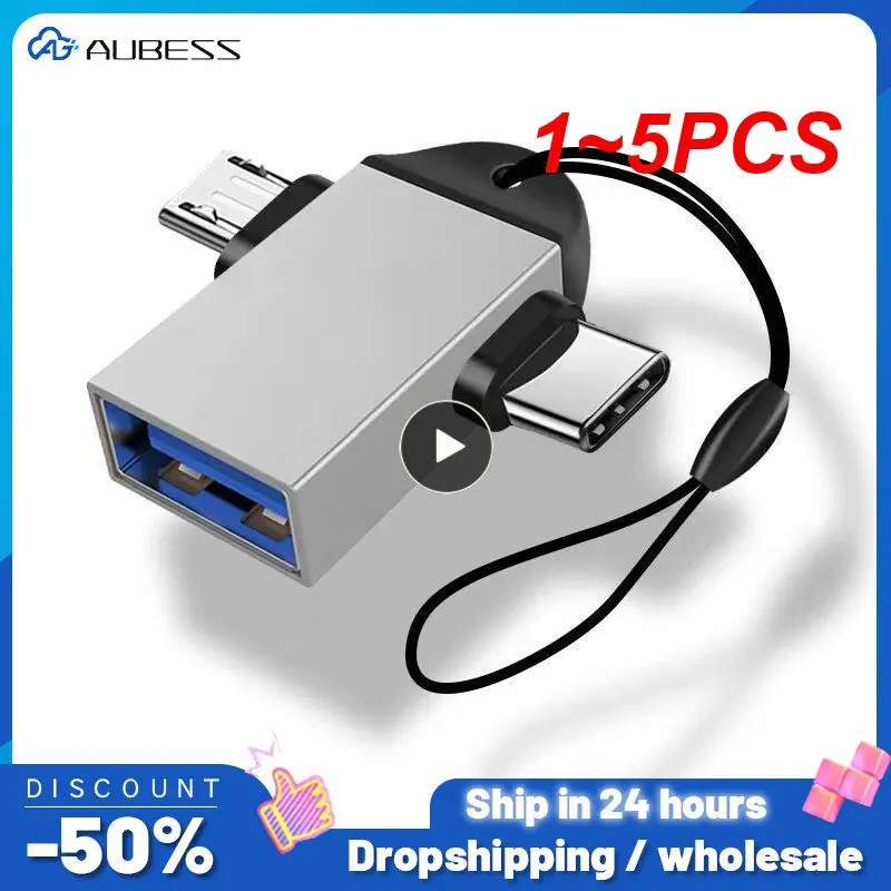 1~5PCS in 1 OTG Adapter USB 3.0 Female To Micro USB Male and type c Male Connector Aluminum Alloy on The Go Converter