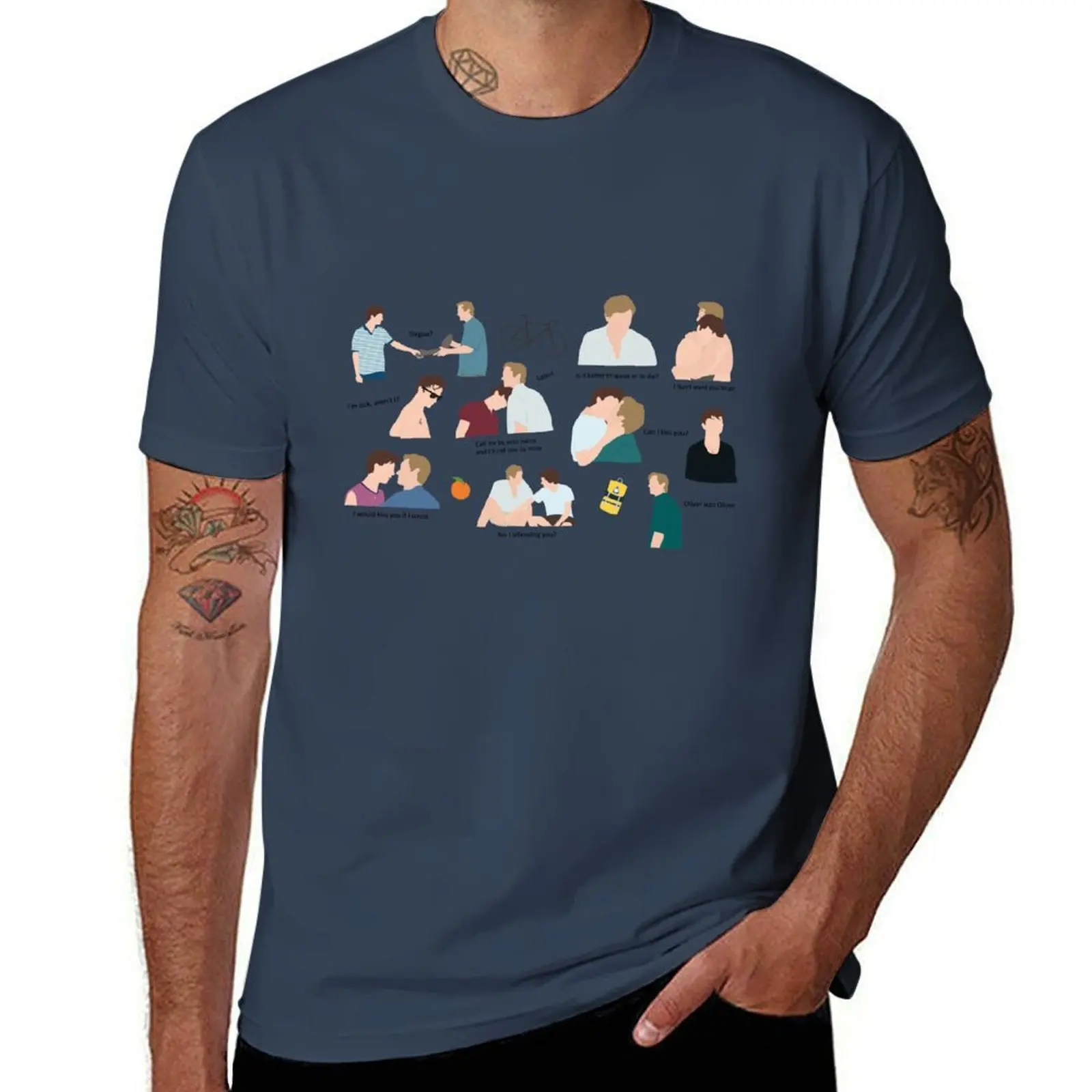 

pattern quotes Call with Your By Name Me movie T-Shirt Large Size Short Sleeve T-Shirt