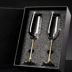 European Diamond Crystal Champagne Cup Set High Beauty Handmade High Foot Cup Bubble Mug Household Wine Set Couple Pair Cups