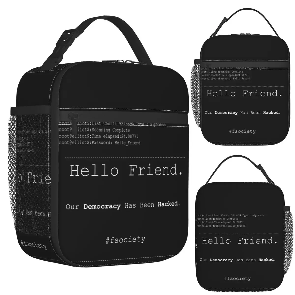 

Mr Robot Hello Friend Fsociety Изолированная сумка для обеда для женщин Бенто Коробки для хранения еды Контейнер-холодильник Термальный ланч-бокс Сумка