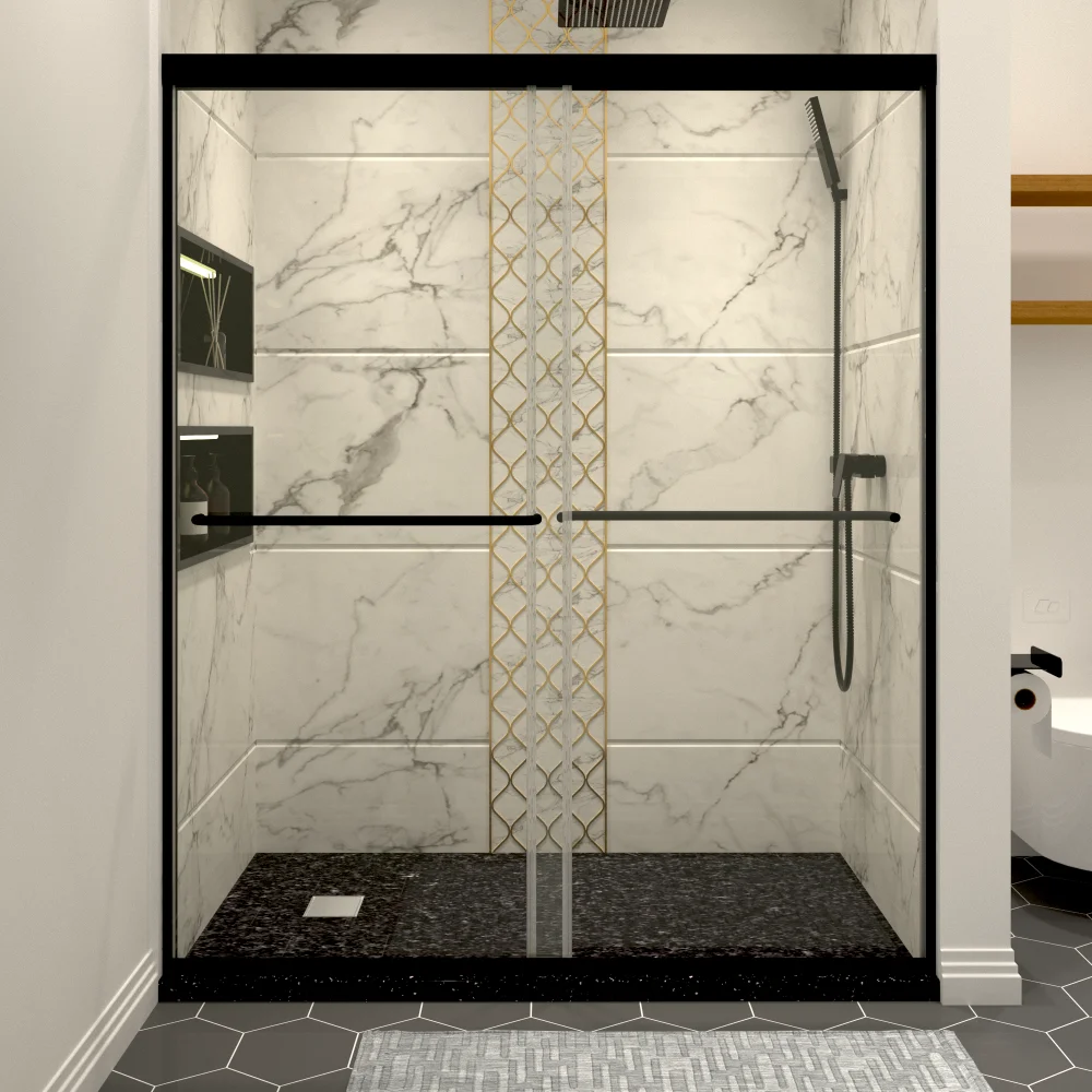 

56-60" W x 70" H Matte Black Sliding Shower Door