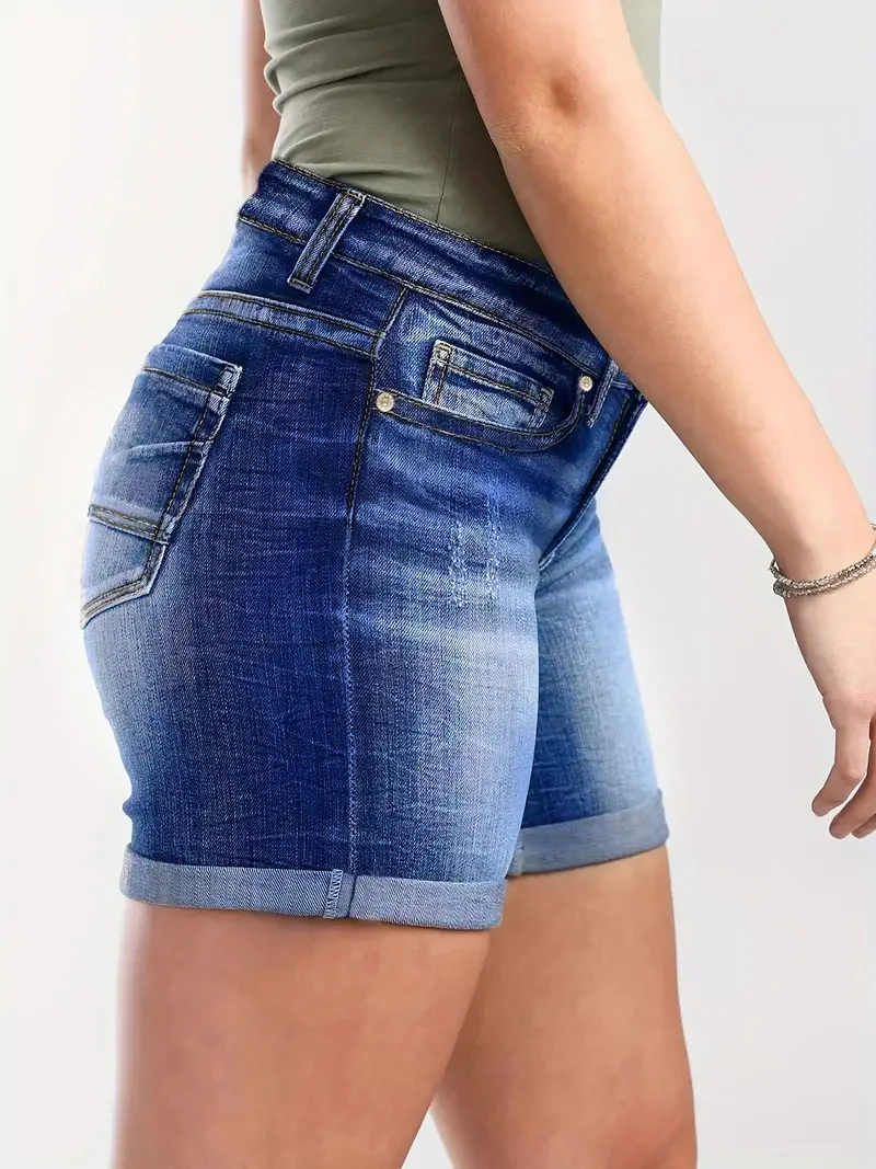 

ZMTUO винтажные синие джинсовые шорты с высокой талией и потертым подолом, женская мода в стиле ретро Y2K, модная летняя уличная одежда Essential