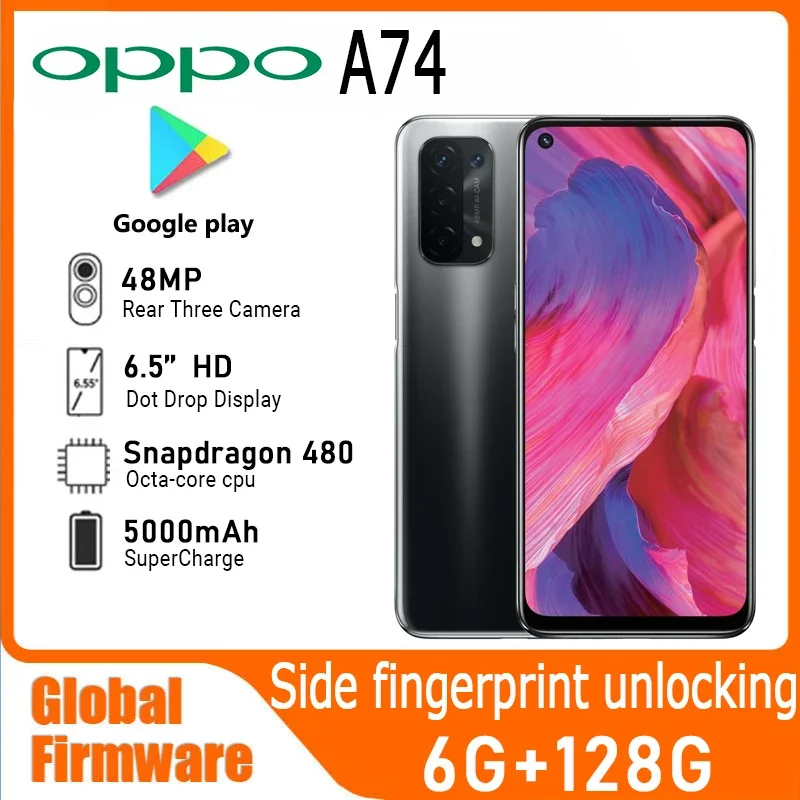 OPPO A74 5G Smart Phone Global firmware Dual SIM Camera 48.0MP 6GB RAM 128GB ROM 6.5