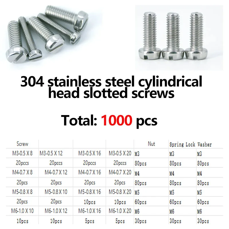 304 Stainless Steel Slotted Cheese Head Screws GB/T65‑2016 M3‑M6 Metric Slotted Cylinder Head Machine Screw for Precision Instru