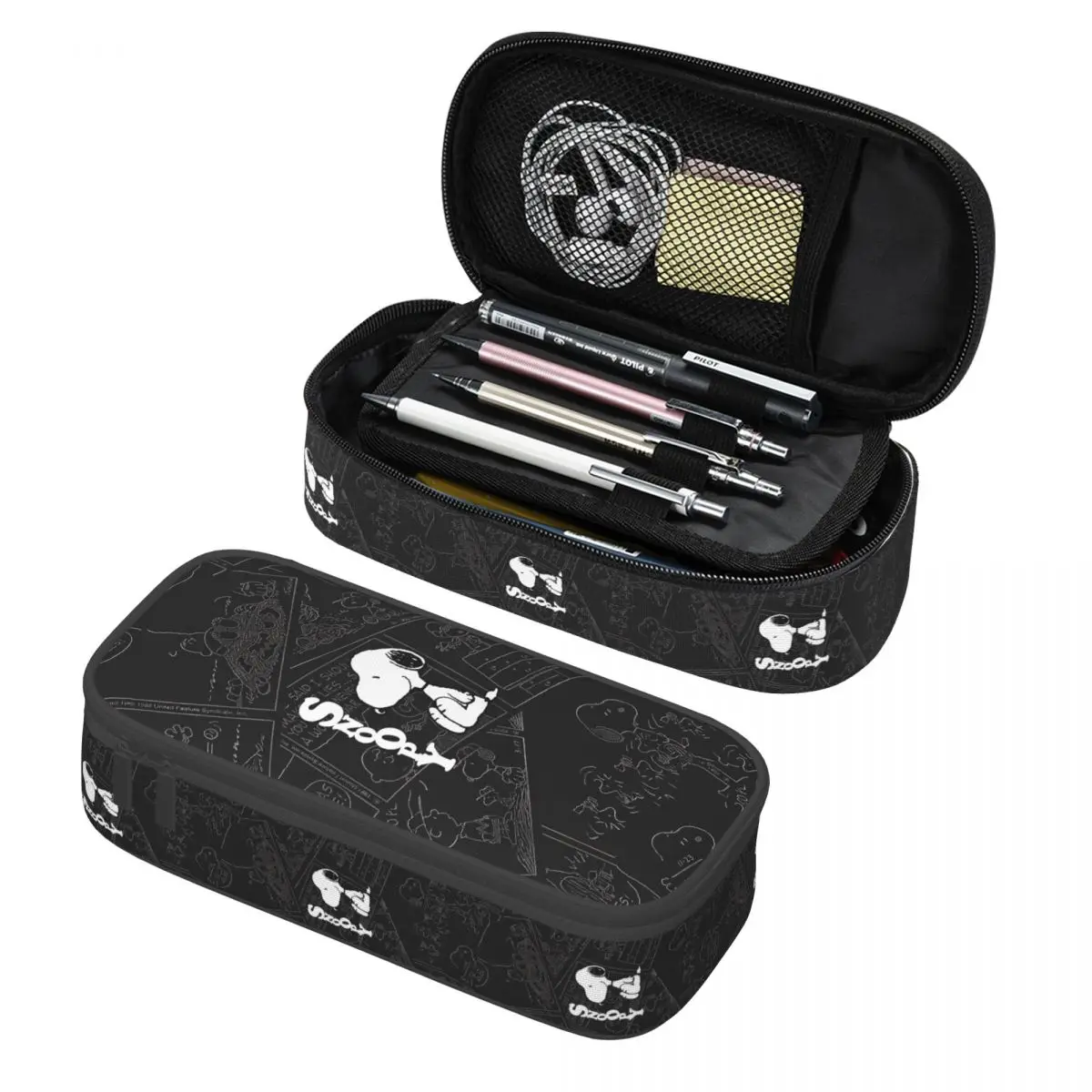 Snoopys dibujos animados lindos perros Woodstock lápiz bolsa de alta capacidad Kawaii pluma bolsa bolsas de maquillaje para mujeres hombres