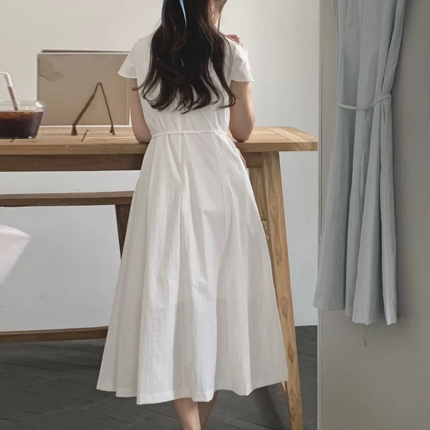 Verano Chic Simple coreano Sle mujer Dr Cool Feeling redondo Ne cinturón cintura adelgazante falda larga viaje Regular fino