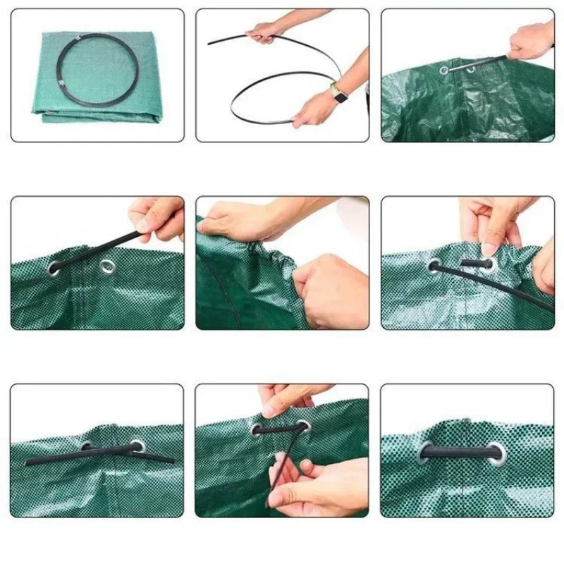 Bolsa Garedn resistente em pp preto-verde para coleção de folhas de jardim