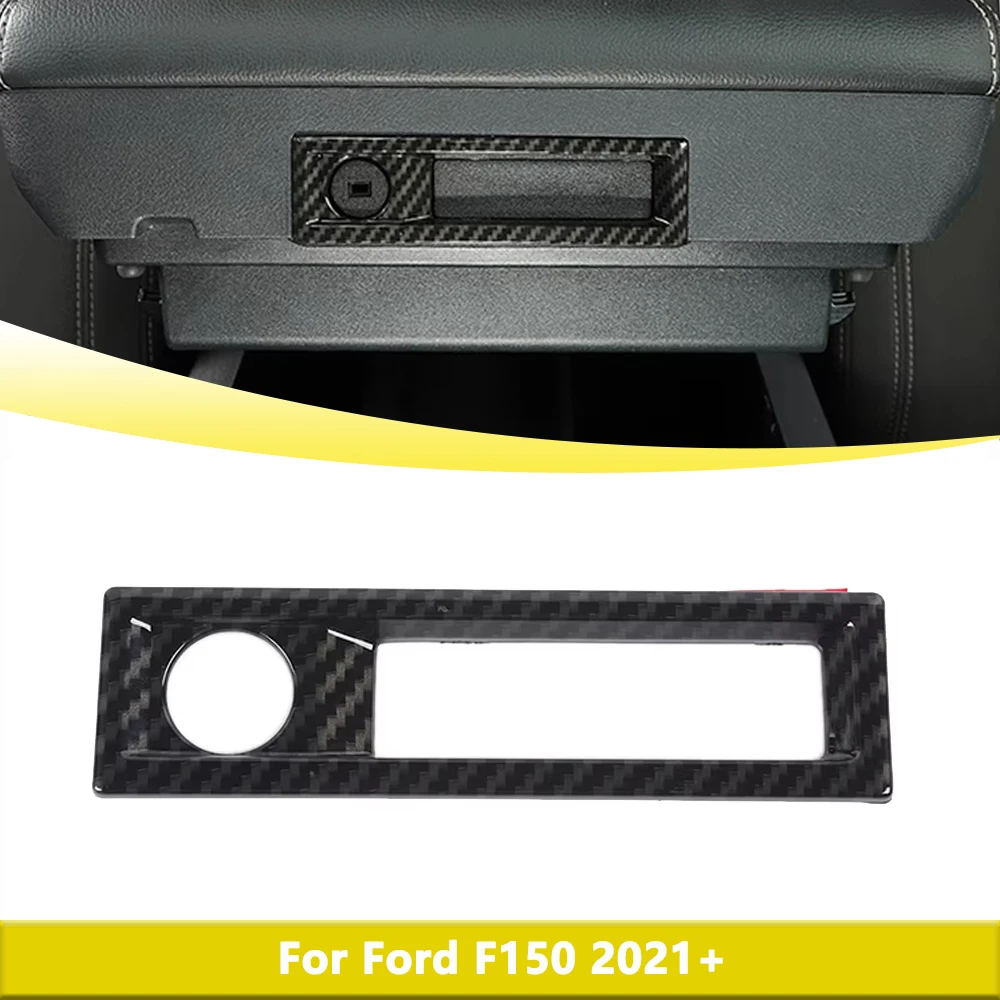 Center Console Armrest Box Switch Button Panel Cover Trim for Ford F150 2021 2022 2023 Carbon Fiber Interior Car Accessories