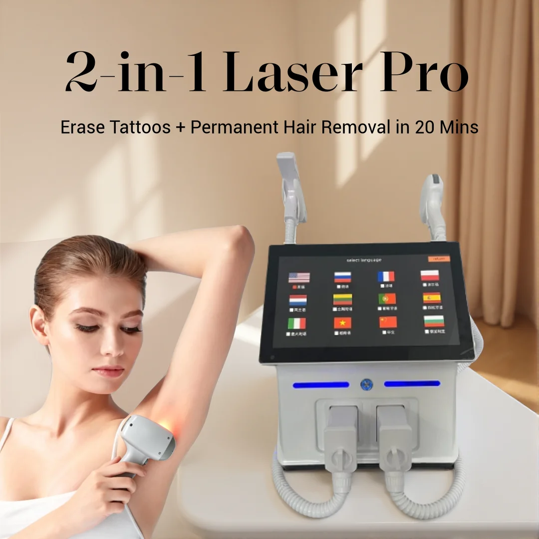

2026 Latest Technology 2 IN 1 Diode Laser 4000w Hair Removal Machine Pico Qswitch ND YAG tattoo removal machine 4 Waves 808NM