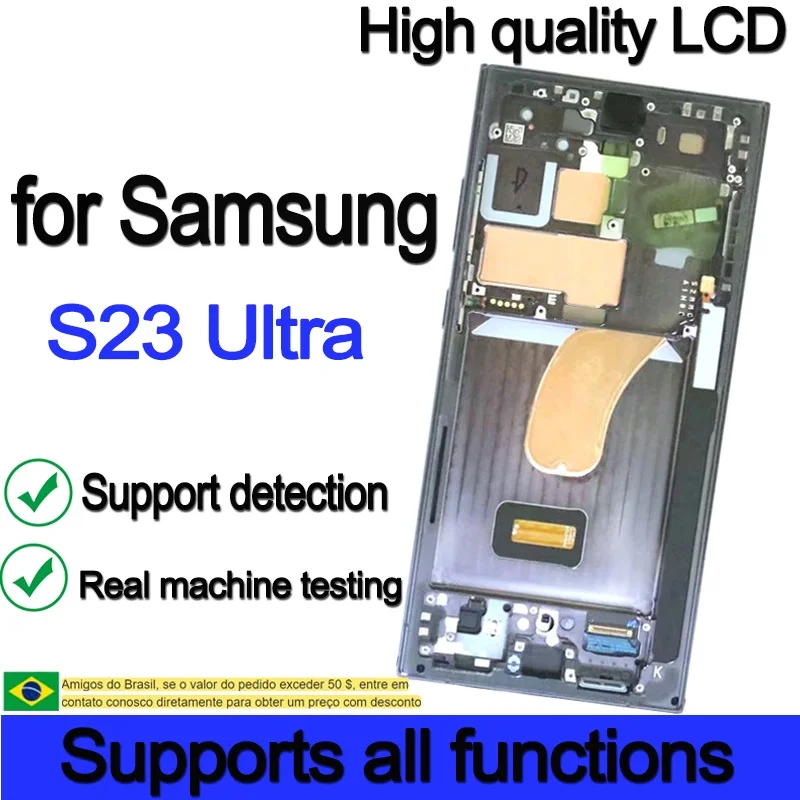 Dynamisch AMOLED 6,8'' vervangend scherm voor Samsung S23 Ultra LCD-scherm touchscreen SM-S918B, SM-S918B/DS, SM-S918U pantalla s23