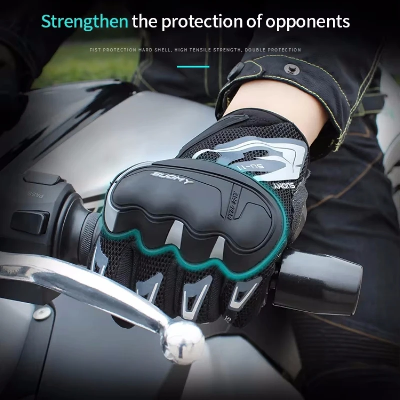 Luvas de motocicleta SUOMY SU-11 – respiráveis de corrida com dedos inteiros antiderrapantes elegantes |   XS-XXL Preto/Verde/Rosa