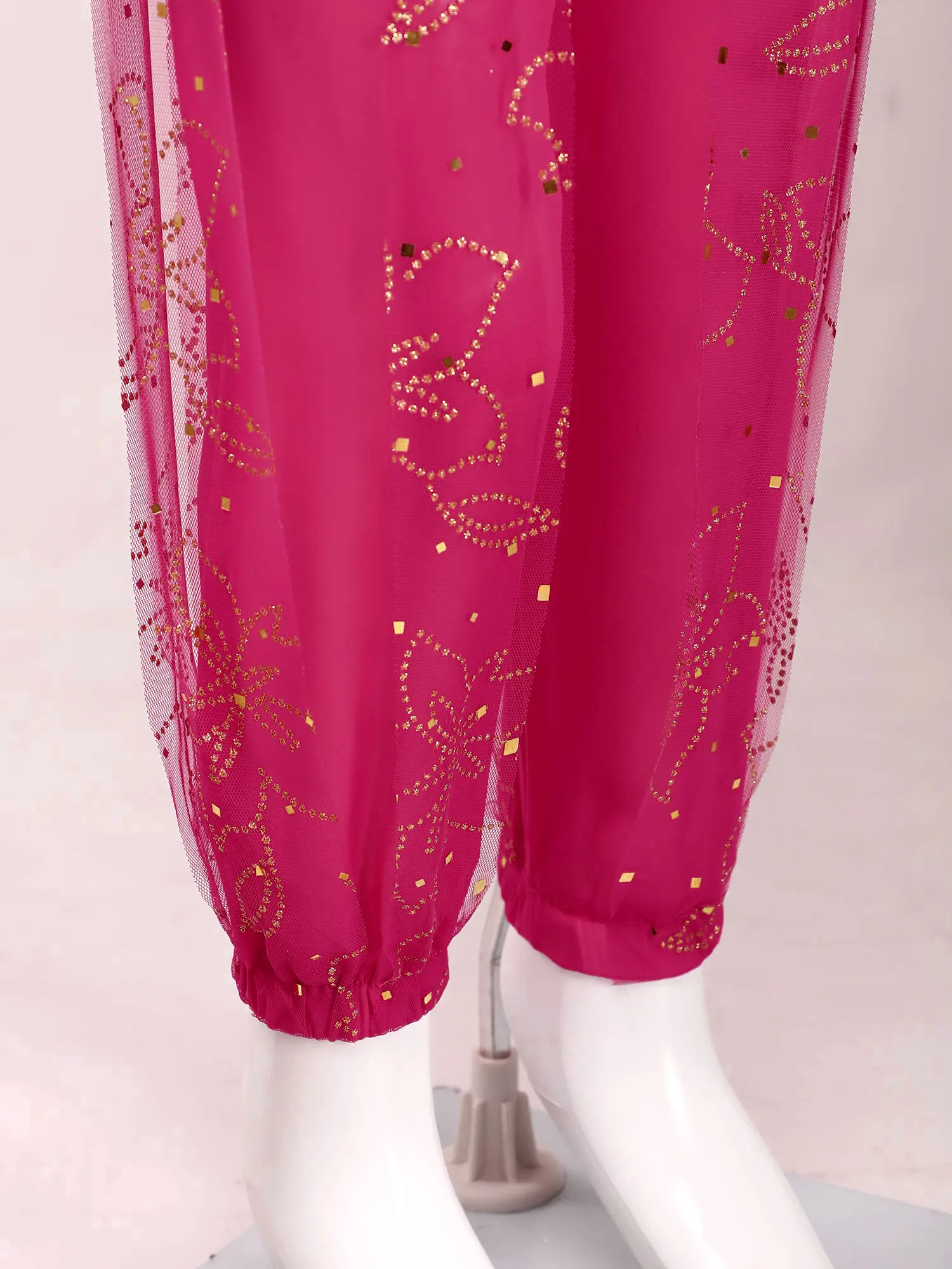 طفل الرقص الشرقي زي الفتيات سراويلي حريمي البنطلونات لامعة الأزهار السراويل القبلية العربية مرحلة الأداء بنطلون موضوع زي الحفلات