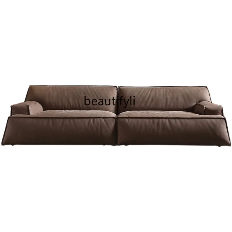 

Super Deep Sitting Width Faux Leather down Leather Sofa Modern Minimalist Living Room Light Luxury Large and Small Households