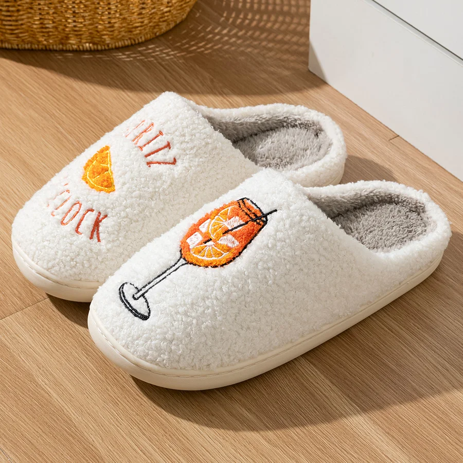 Spritz O'Clock Comfy Winter Bedroom Men's Slippers Gift Aperol Spritz Fashion Couples Warm Home Party Bridal Women's Plush Shoes