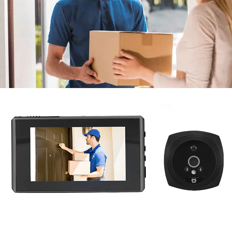 Video Doorbell Digital Peephole 4.3 Inch LCD Screen Door Viewer Camera with 145 Degree Angle PIR Night Vision Motion Detection