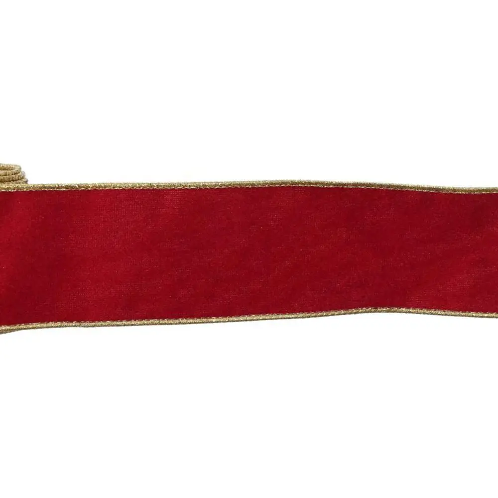 10 ياردة 2.5 بوصة واسعة شريط مخملي حافة ذهبية مخملية حافة ذهبية الشريط الأحمر الأخضر السلكية الشريط لحفل الزفاف #5