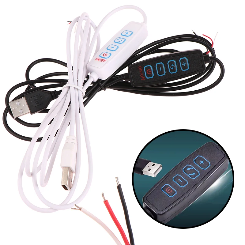 1.5M USB 5V LED Tri-color Dimming Color Switch Cable Dimmer 4-Key Controller 2CH For Low Voltage LED CCT Bicolor Light