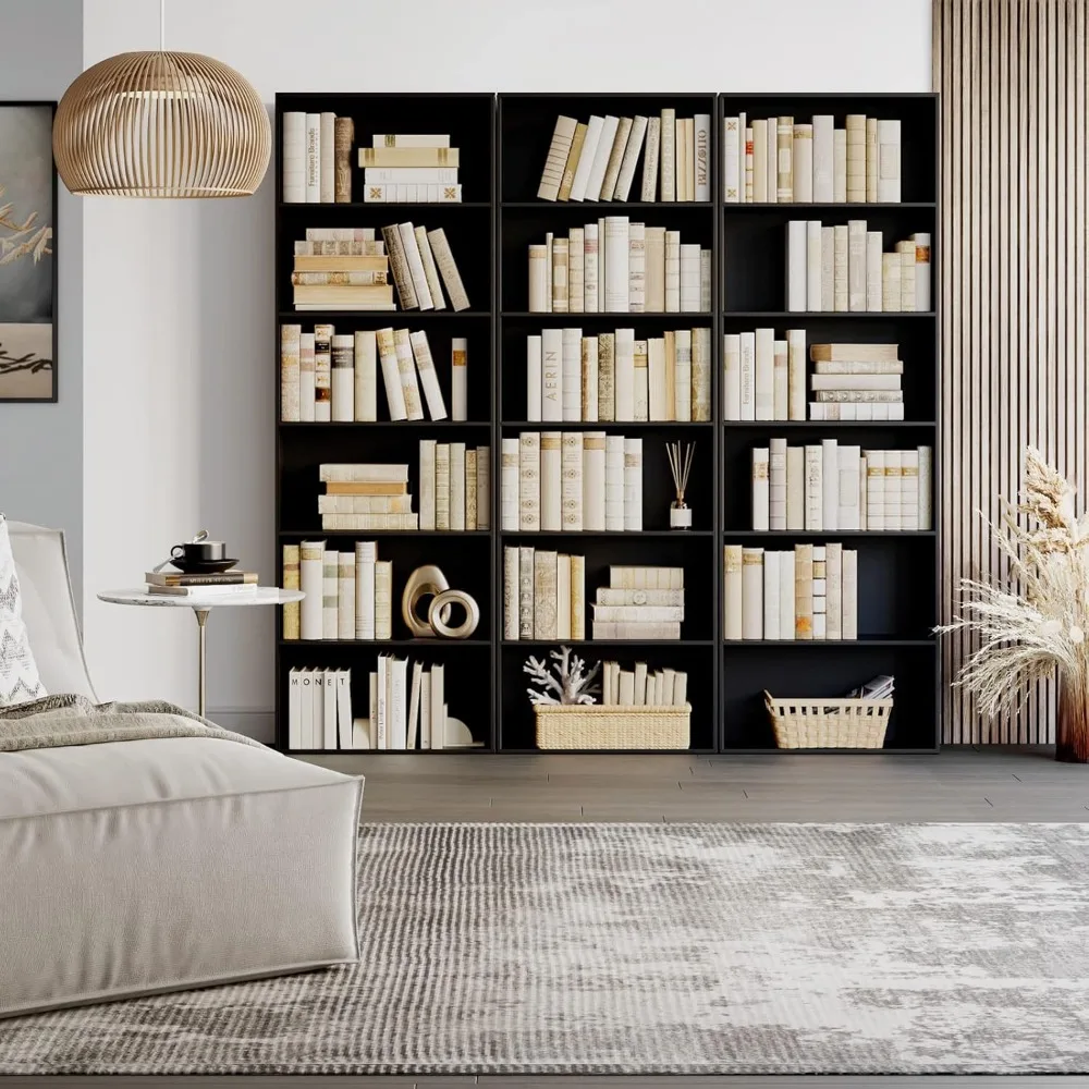 FOTOSOK 6-Tier Open Bookcase and Bookshelf, Freestanding Display Storage Shelves Tall Bookcase for Bedroom, Living Room