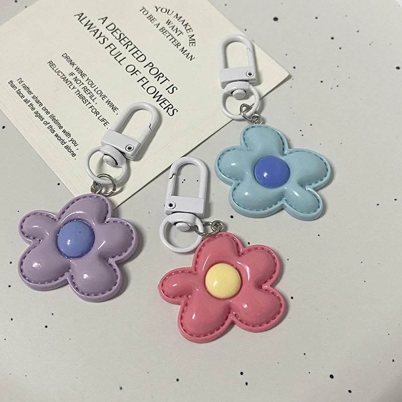 Cream Style Flower Keychain Car Keychain Bag Pendant Backpack Charm Colored Resin Accessories Autumn Key Chain Decoration