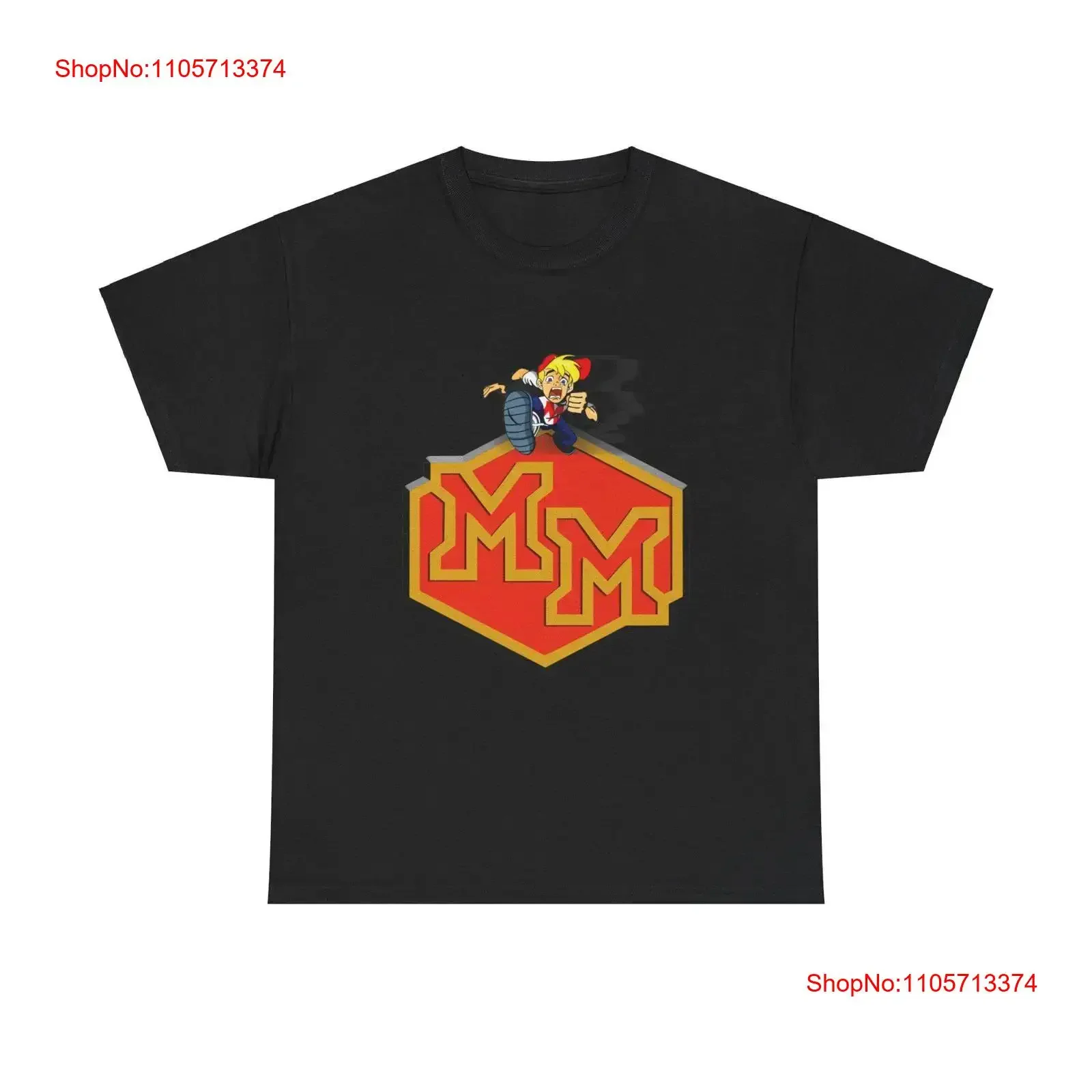 T-shirt en coton épais style rétro années 80 Mighty Max pour homme – Vêtement vintage délavé, polyvalent et confortable, design de créateur